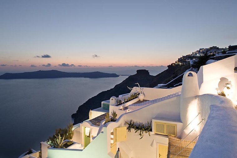 Dangling 300 meters over the Aegean, the Dreams Luxury Suites resort in Santorini, Greece, is so small it only offers four accommodations, all with panoramic vistas over the Santorini caldera from Imerovigli, a quiet cliffside town on the west face of the island.
